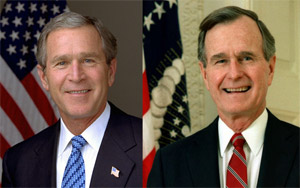 Presidents George W. and George H. W. Bush