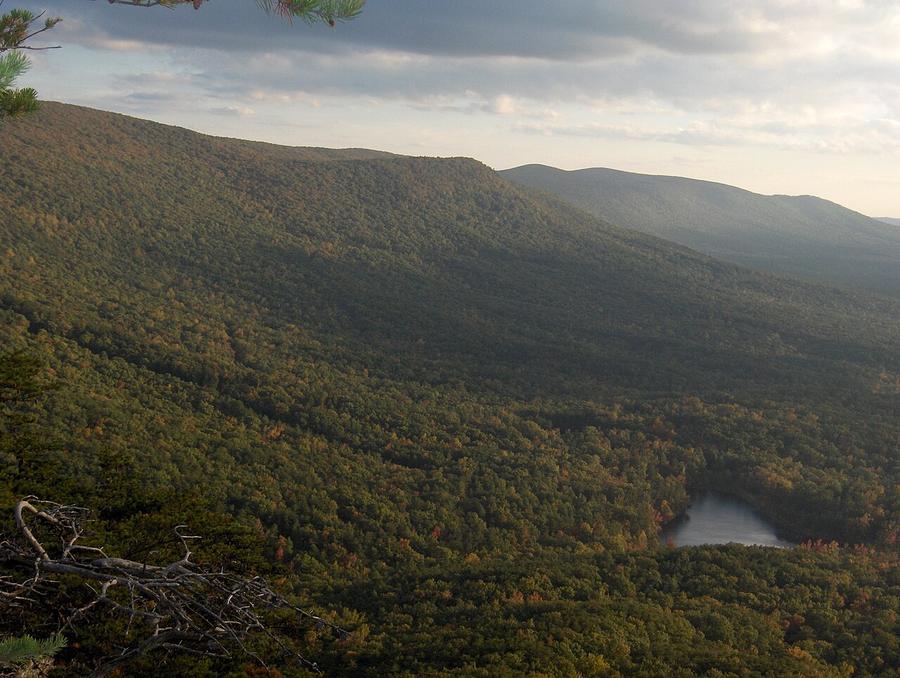 View from Cheaha Mountain over forested ridges and Cheaha Lake, Alabama