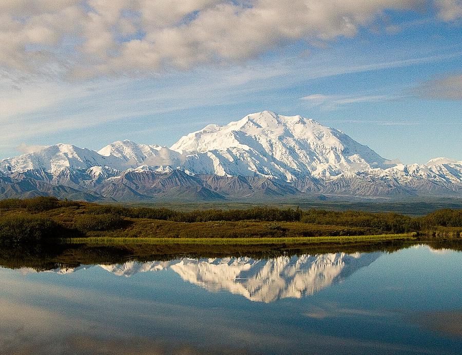 Denali reflected in Wonder Lake, Denali National Park, Alaska