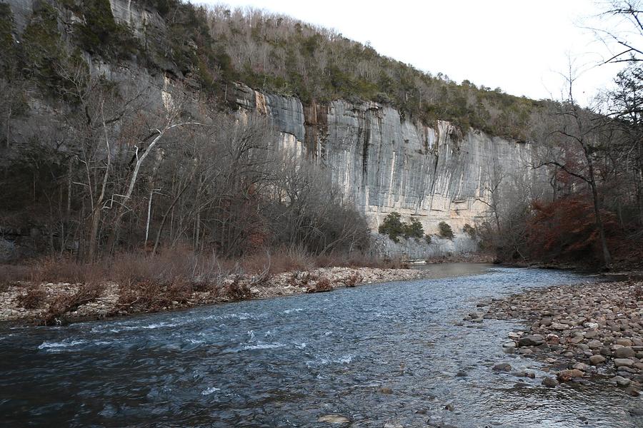 Roark Bluff rising above the Buffalo National River at Steel Creek, Arkansas