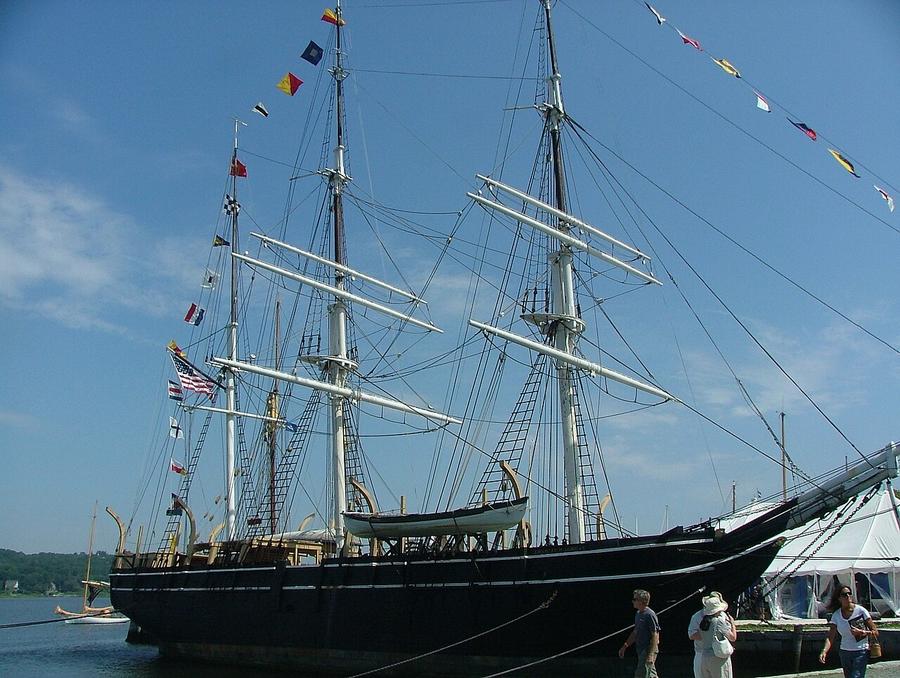 Whaling ship Charles W. Morgan docked at Mystic Seaport, Connecticut