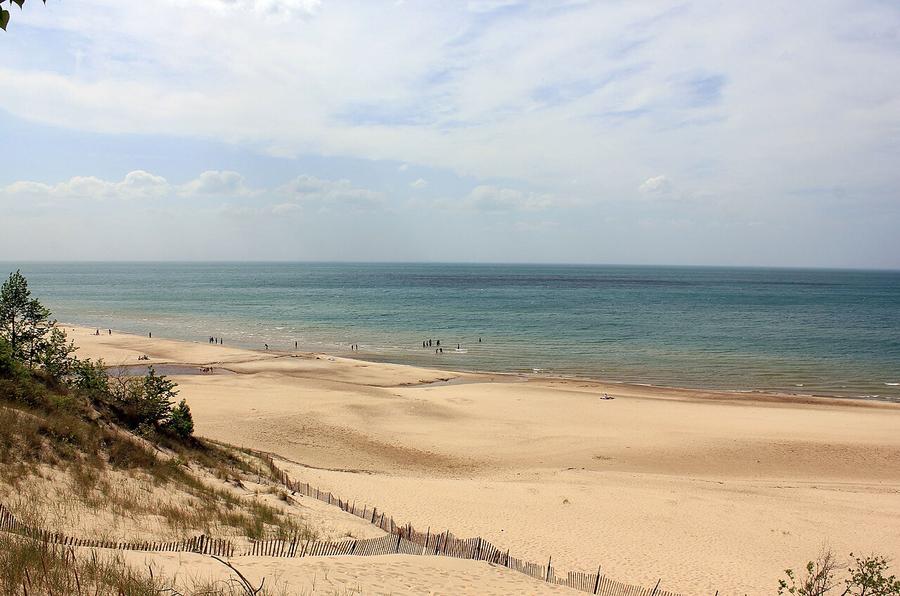 Sand dunes and beach on Lake Michigan at Indiana Dunes National Park