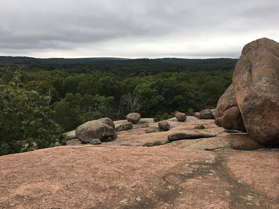 Pink granite boulders at Elephant Rocks State Park, Missouri