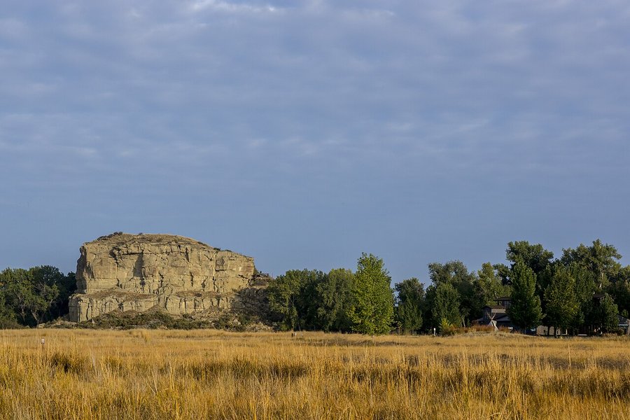 Pompeys Pillar National Monument rising above the Yellowstone Valley, Montana
